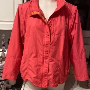 C womens J.Jill solid pink long sleeve zipper lined regular size windbreaker XL